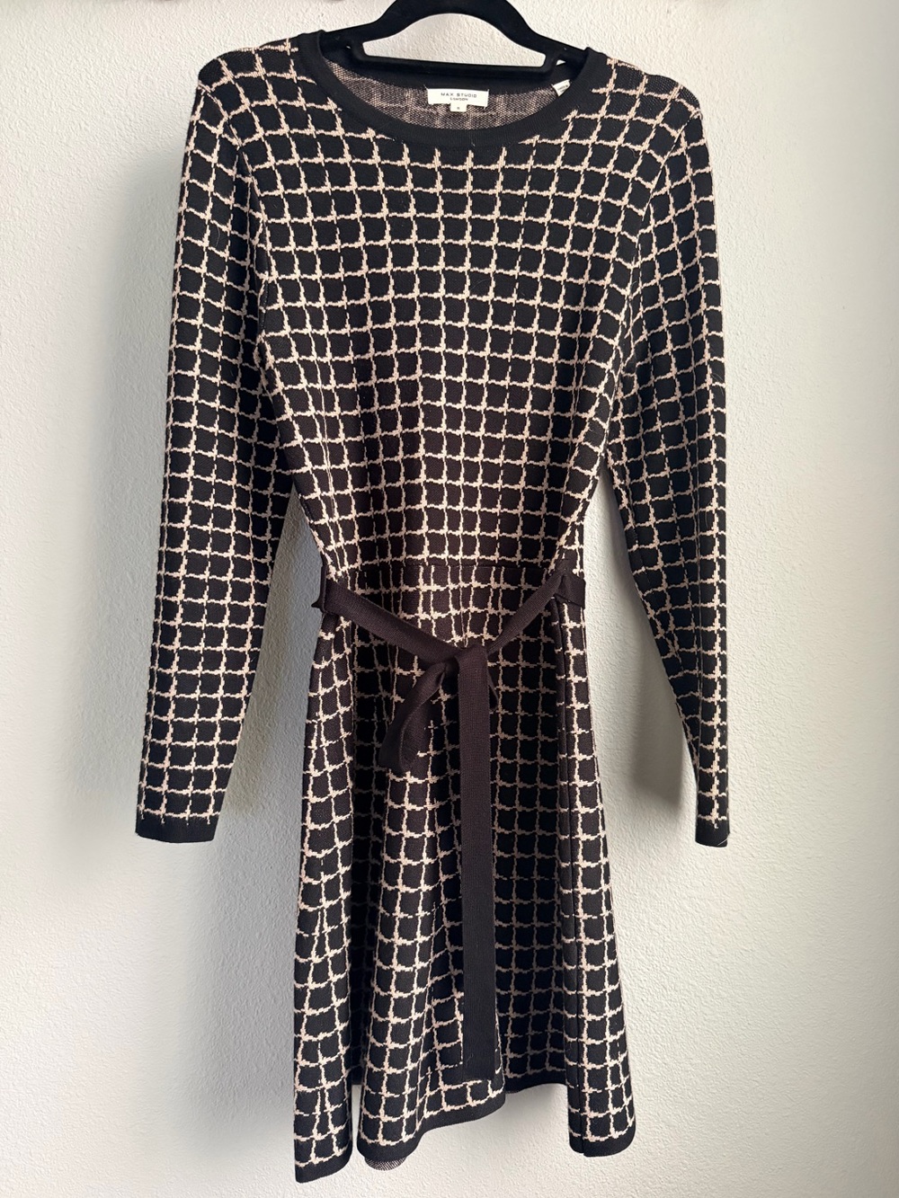 Max Studio London Knit Jacquard Fit & Flare Sweater Dress Size S